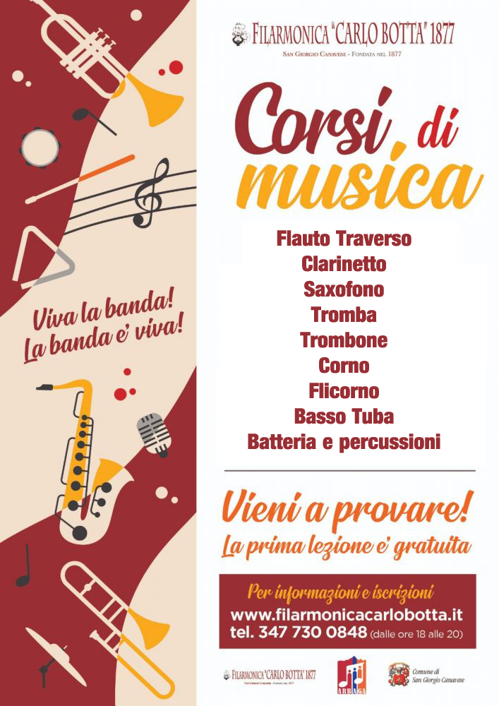 Locandina corsi di musica, strumento e laboratori